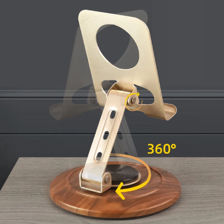 Support téléphone boisé rotatif