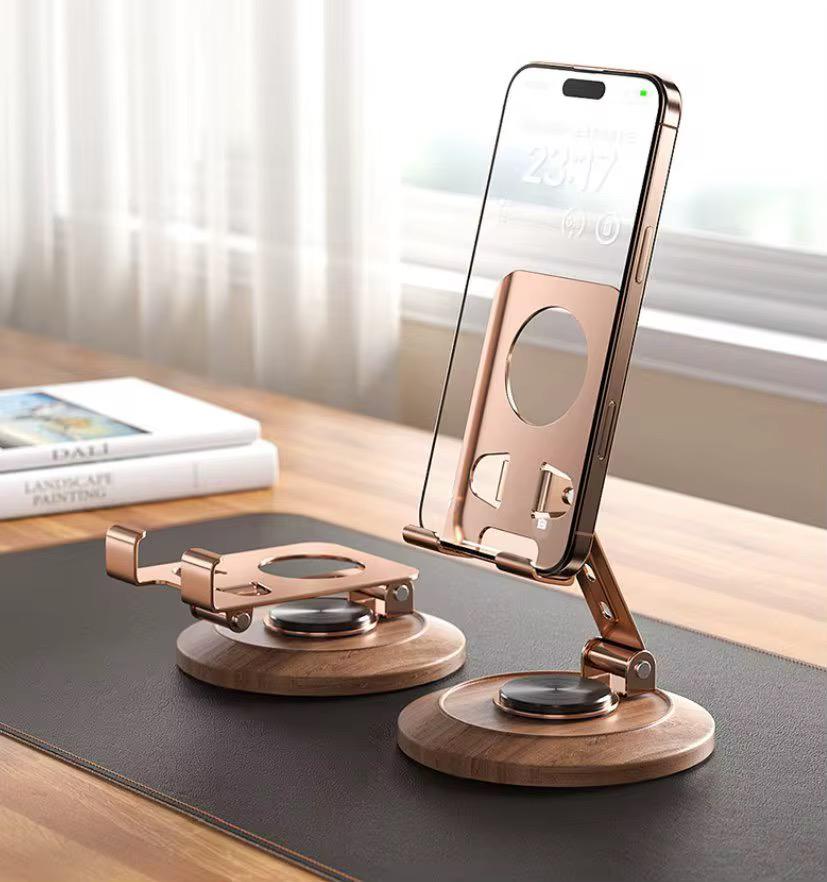 Support téléphone boisé rotatif